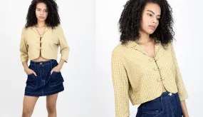 1960s Yellow Seersucker Crop Top