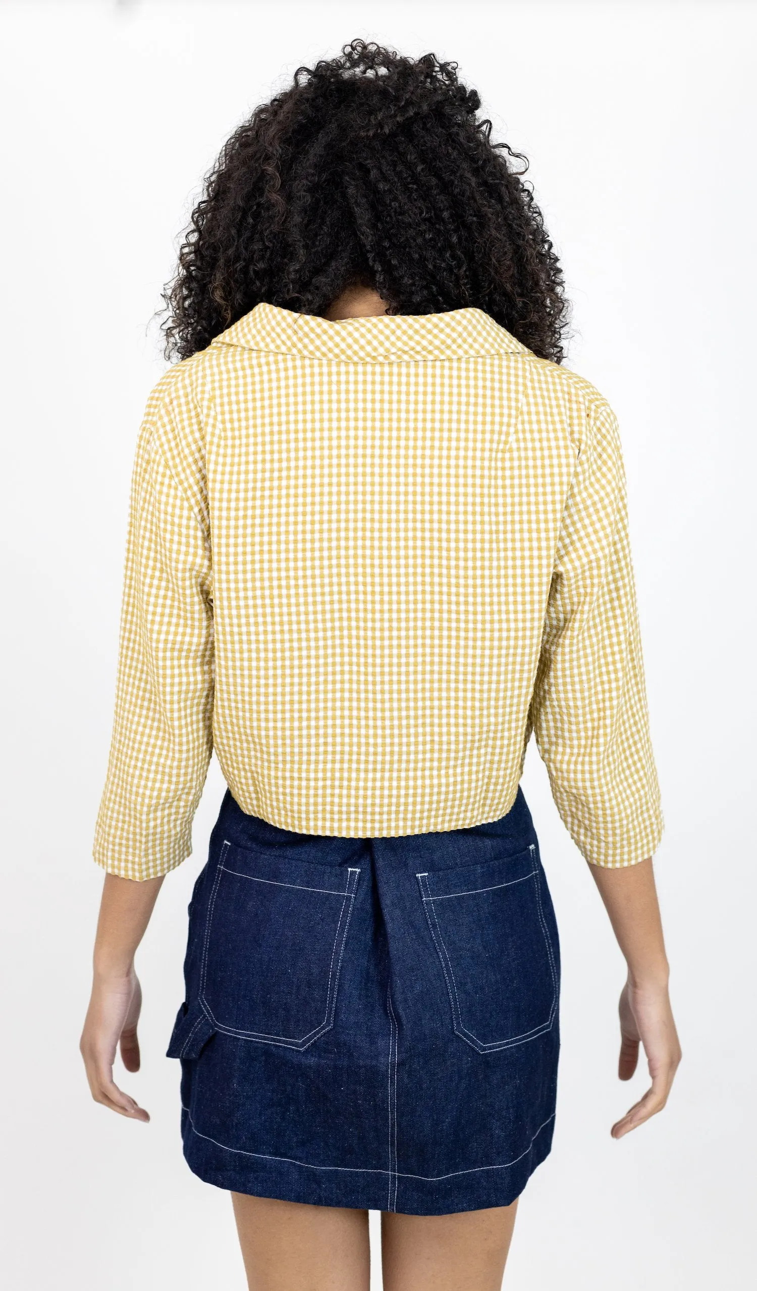 1960s Yellow Seersucker Crop Top