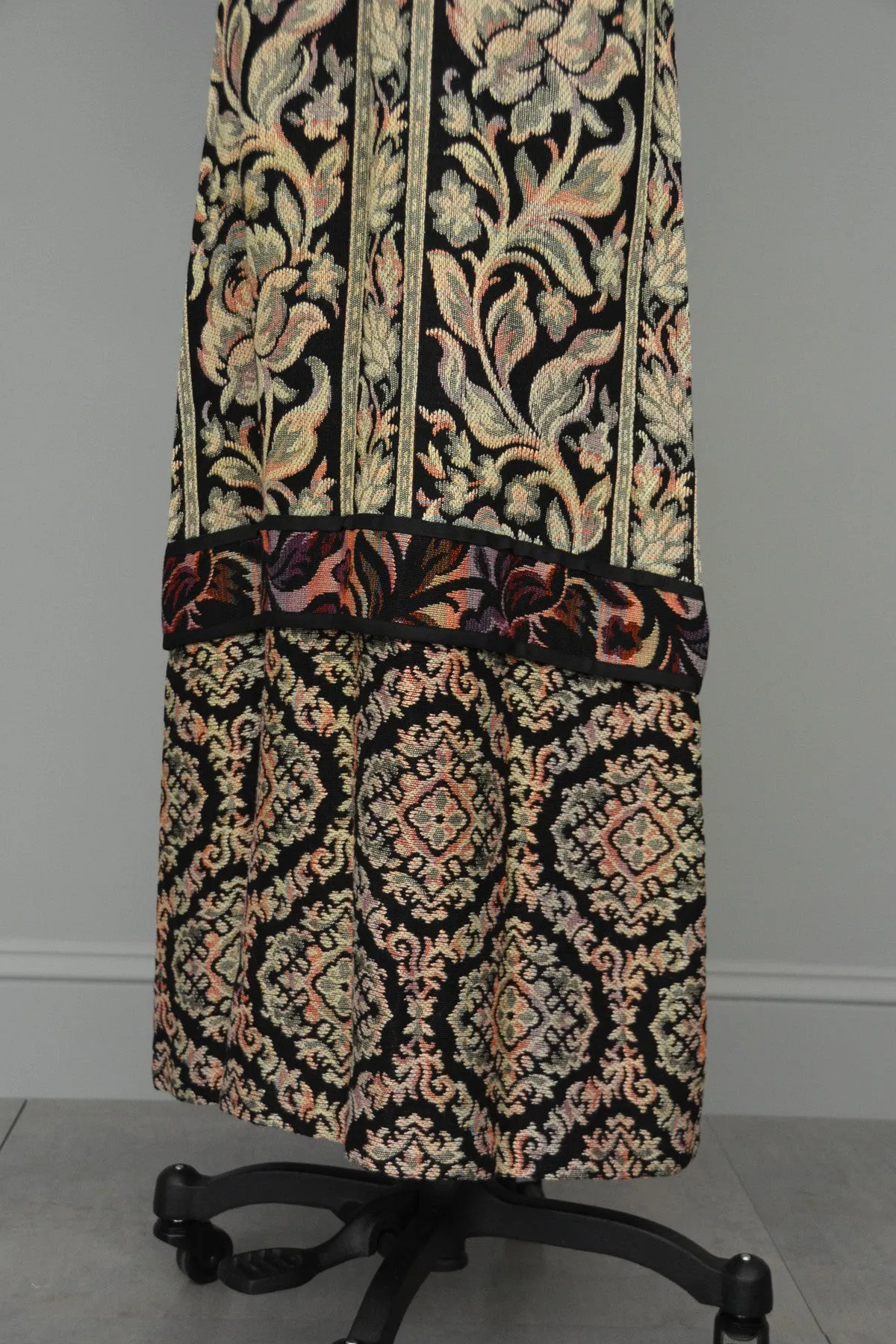 1970s Floral Tapestry Boho Festival Maxi Dress