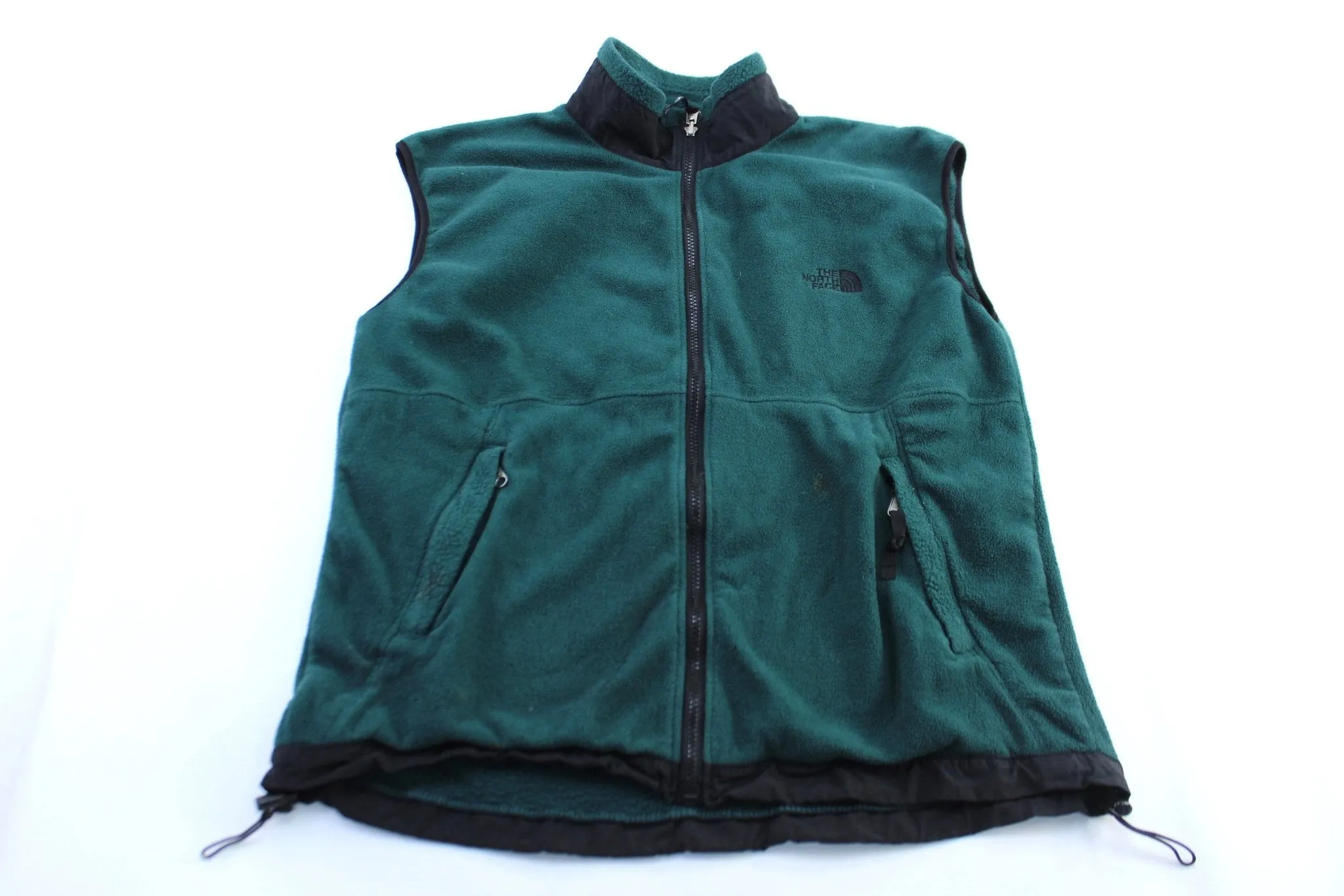 90's The North Face Embroidered Logo Green & Black Zip Up Vest