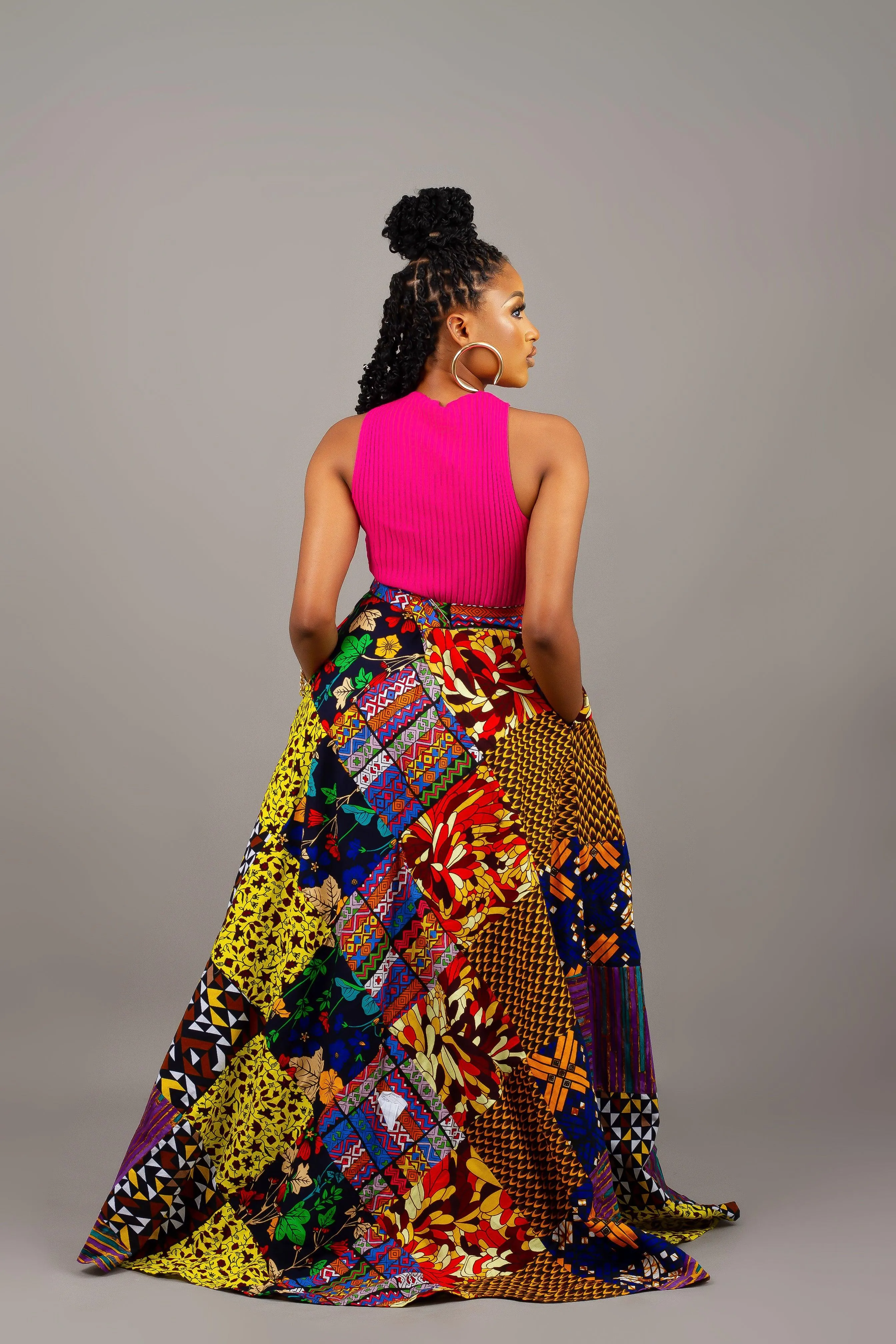 African Print Abi Patchwork Maxi Skirt | Amazin Apparels