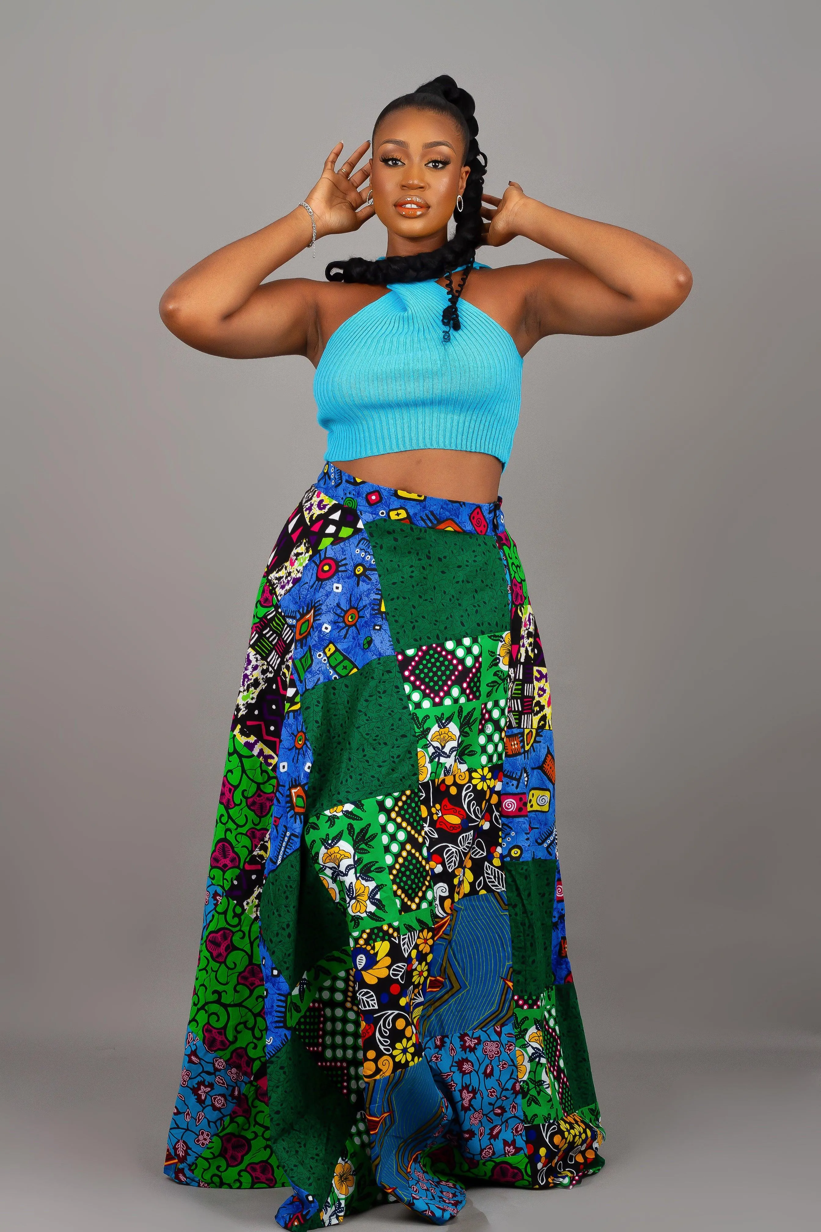 African Print Abi Patchwork Maxi Skirt | Amazin Apparels