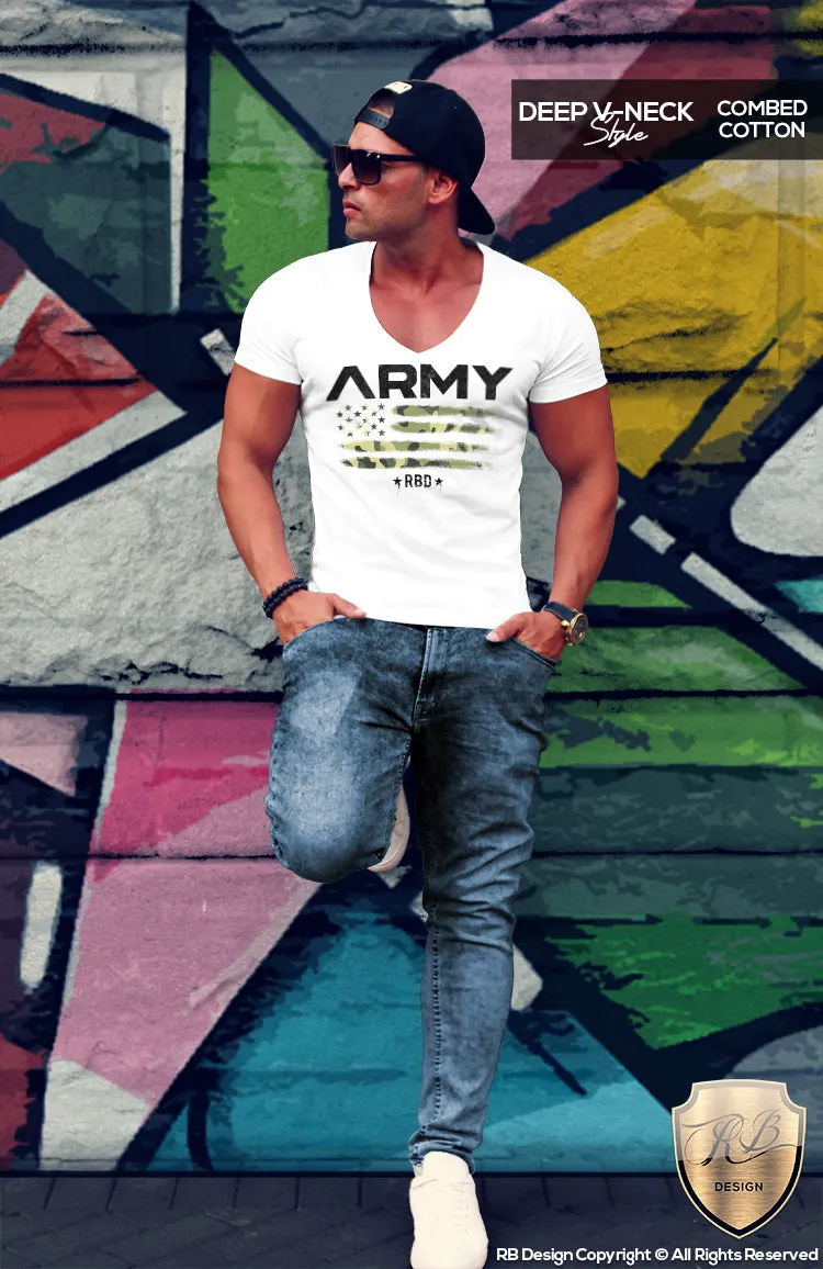 Army Camouflage Flag T-shirt Mens Fashion Muscle Fit T-shirt MD711