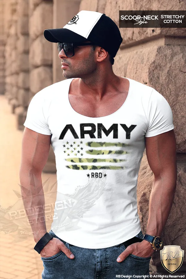 Army Camouflage Flag T-shirt Mens Fashion Muscle Fit T-shirt MD711