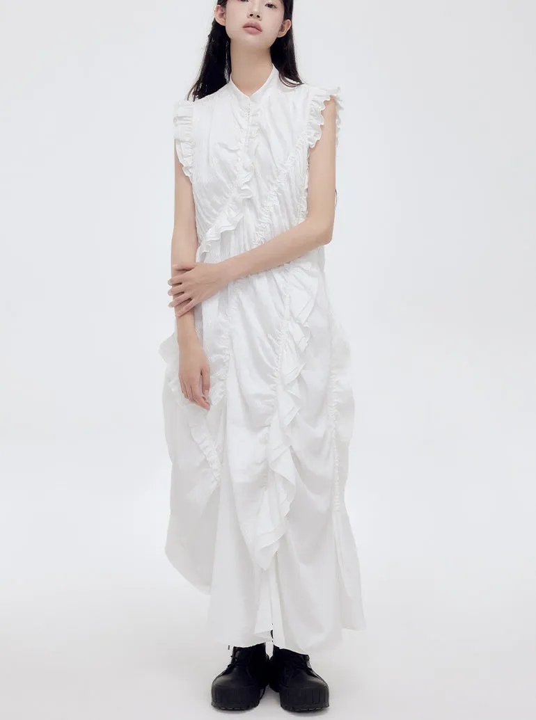 Asymmetry Frill Sleeveless Ona-Piece