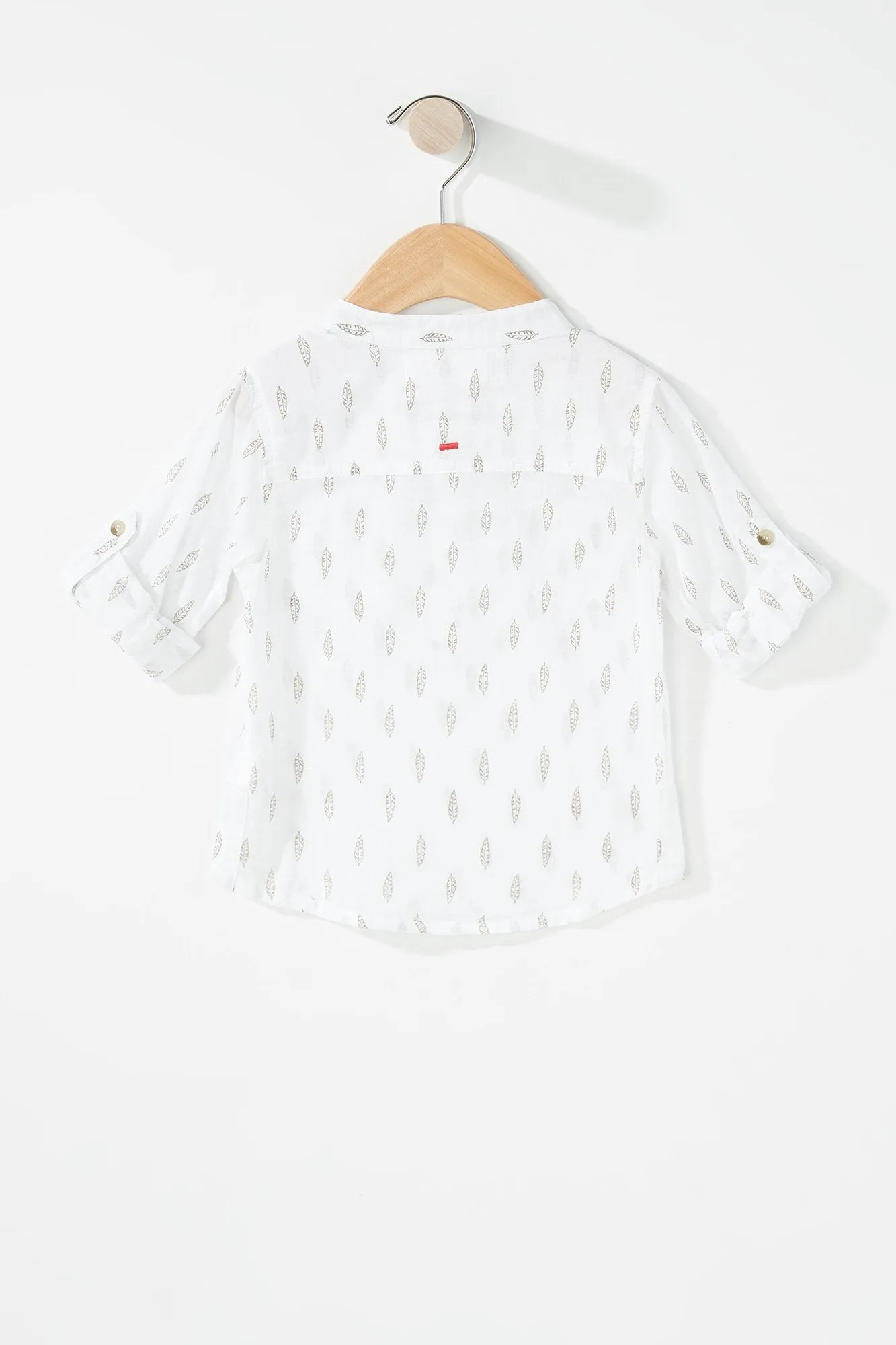 Baby Boy Feather Printed Henley Long Sleeve