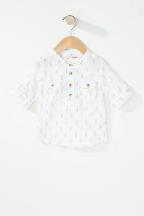 Baby Boy Feather Printed Henley Long Sleeve