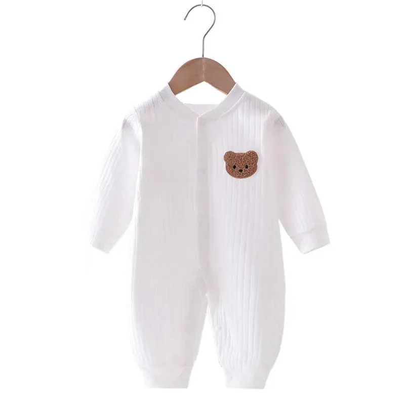 Baby Romper -Autumn Solid Color Cotton Bear Jumpsuit for Newborns 0-18M