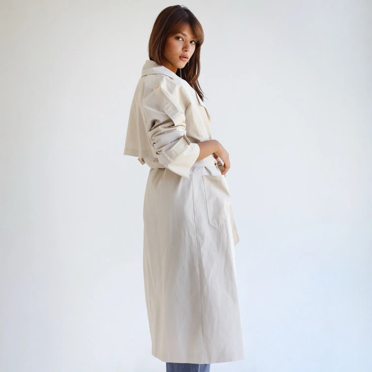 Beige gabardine trench jacket