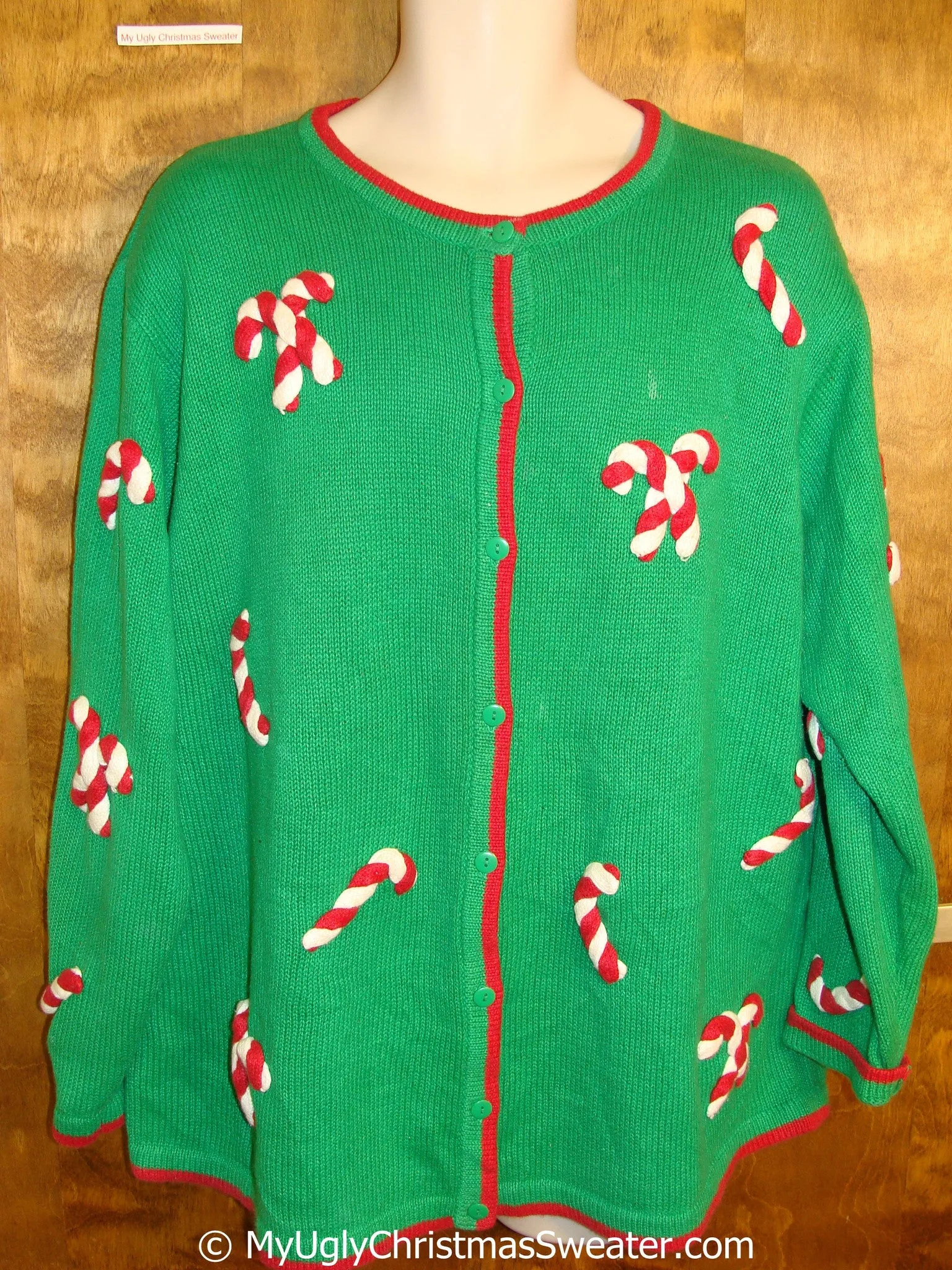 Best Green Tacky Christmas Sweater with Candycanes