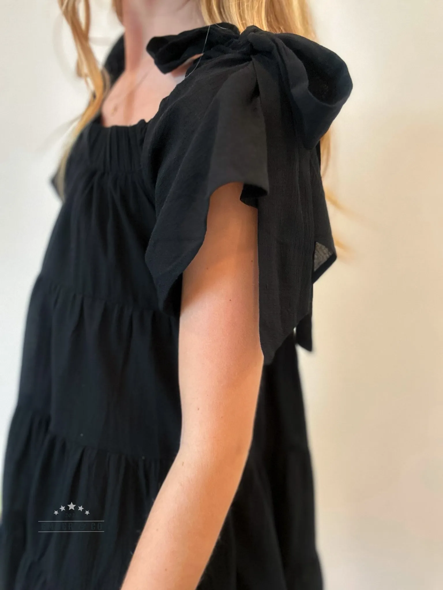 Black Babydoll Dress w/ Tie Sleeves