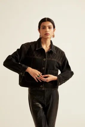 Black Cropped Jacket for Women