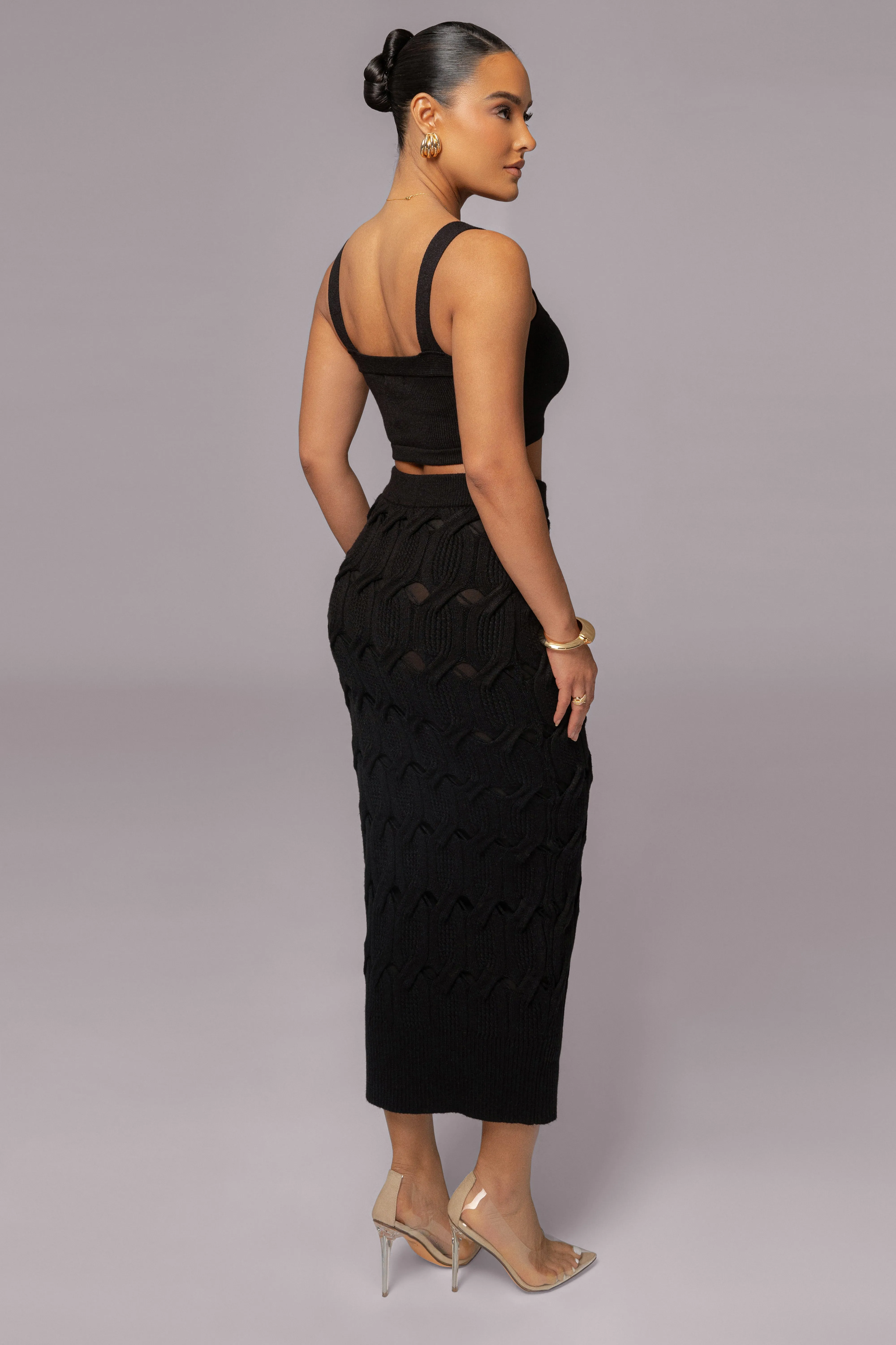 Black Morgan Knit Maxi Skirt