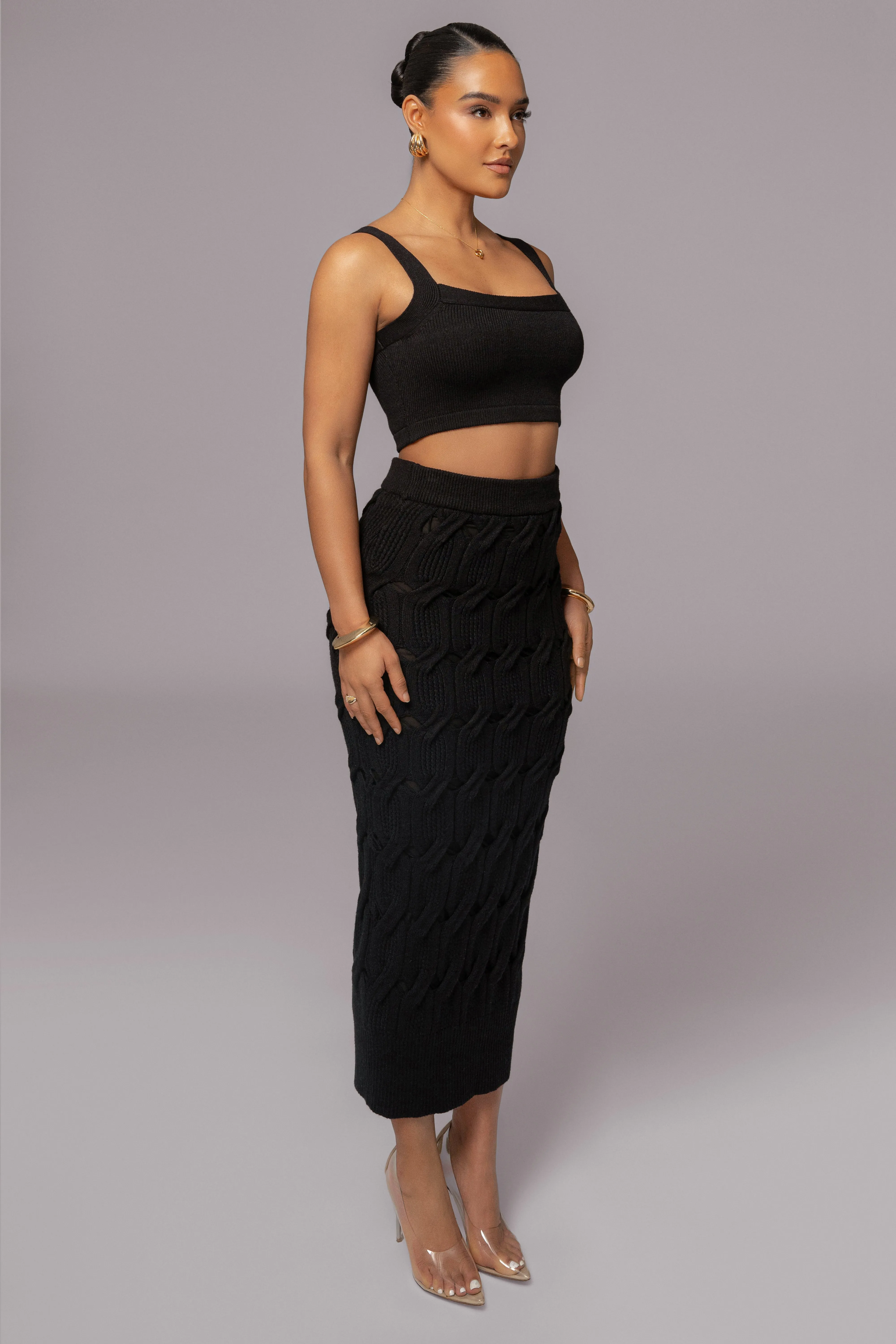 Black Morgan Knit Maxi Skirt