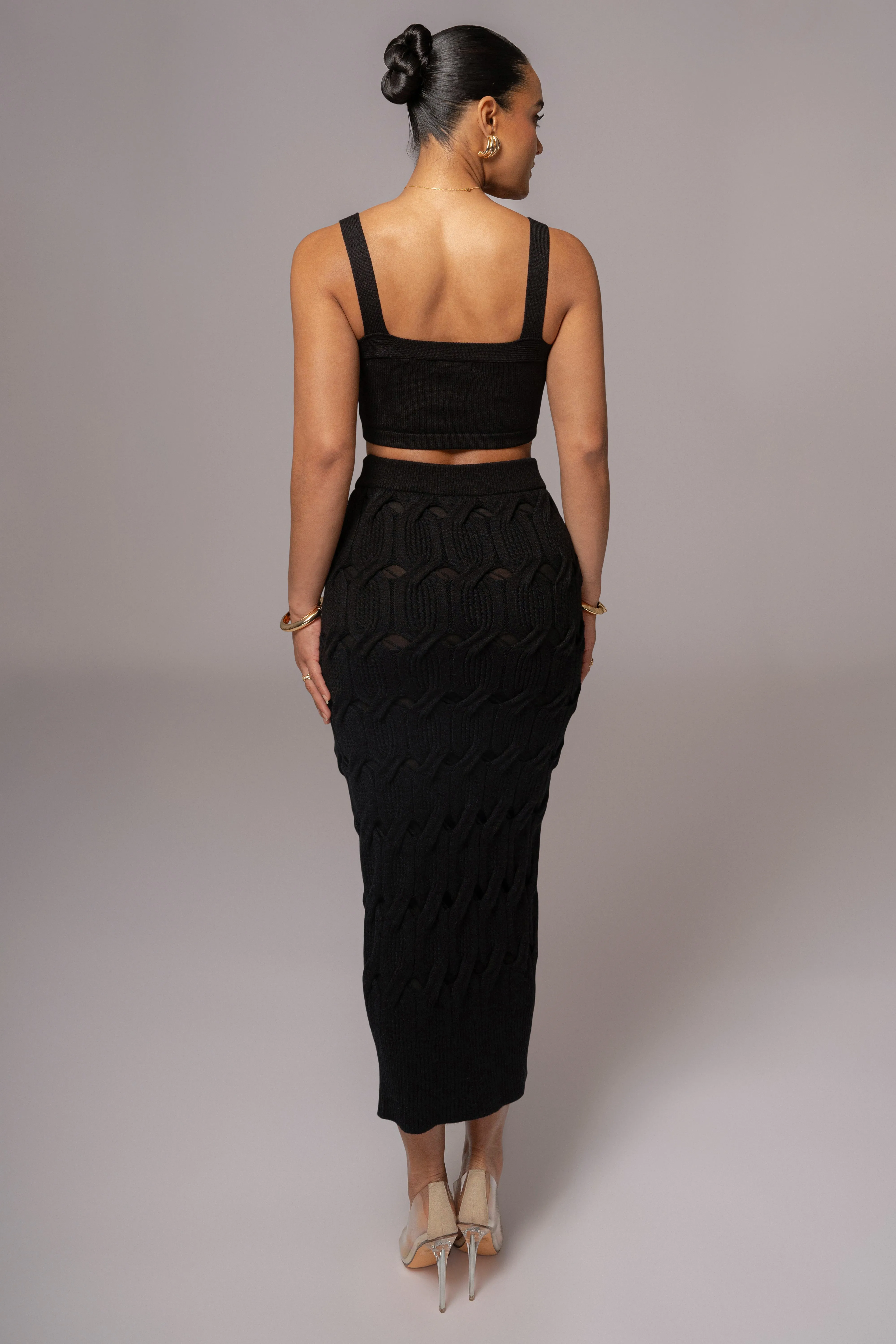 Black Morgan Knit Maxi Skirt