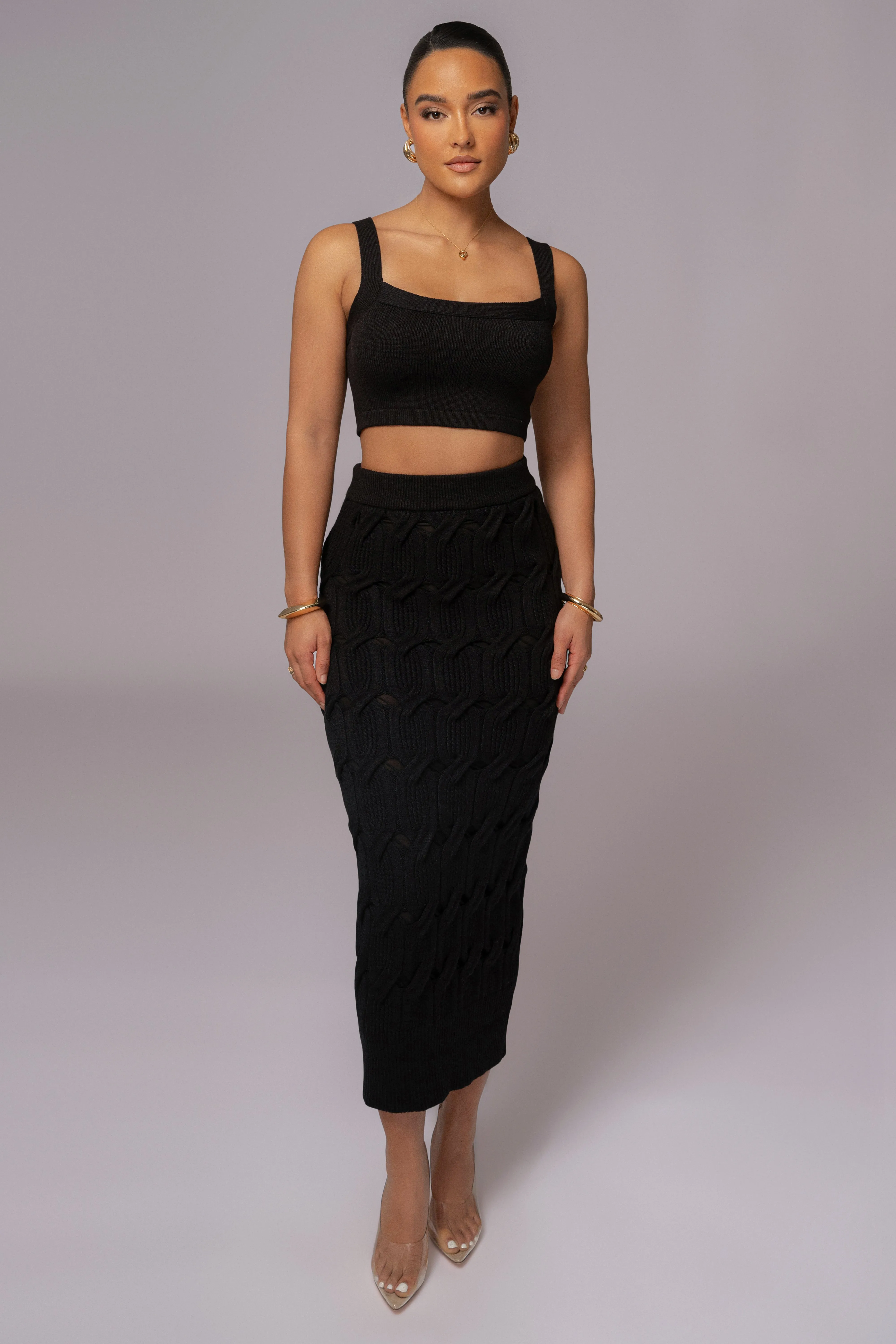 Black Morgan Knit Maxi Skirt