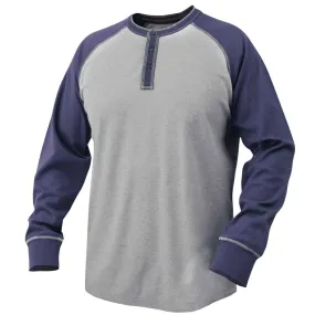 Black Stallion TF2520 Flame-Resistant Cotton Jersey Henley Long Sleeve T-Shirt, Navy/Gray, 2X-Large