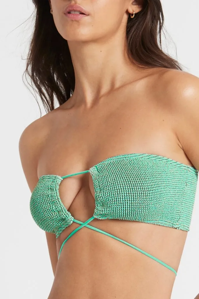 Bond-eye Margarita Bandeau - Aqua Lurex