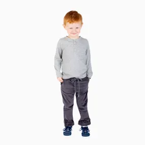 Boys' Long Sleeve Henley in Heather Gray