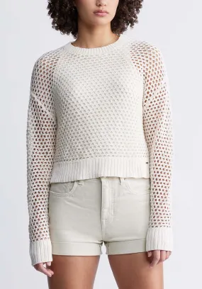 Braelynn Women’s Openwork Sweater in Off-White - SW0055P