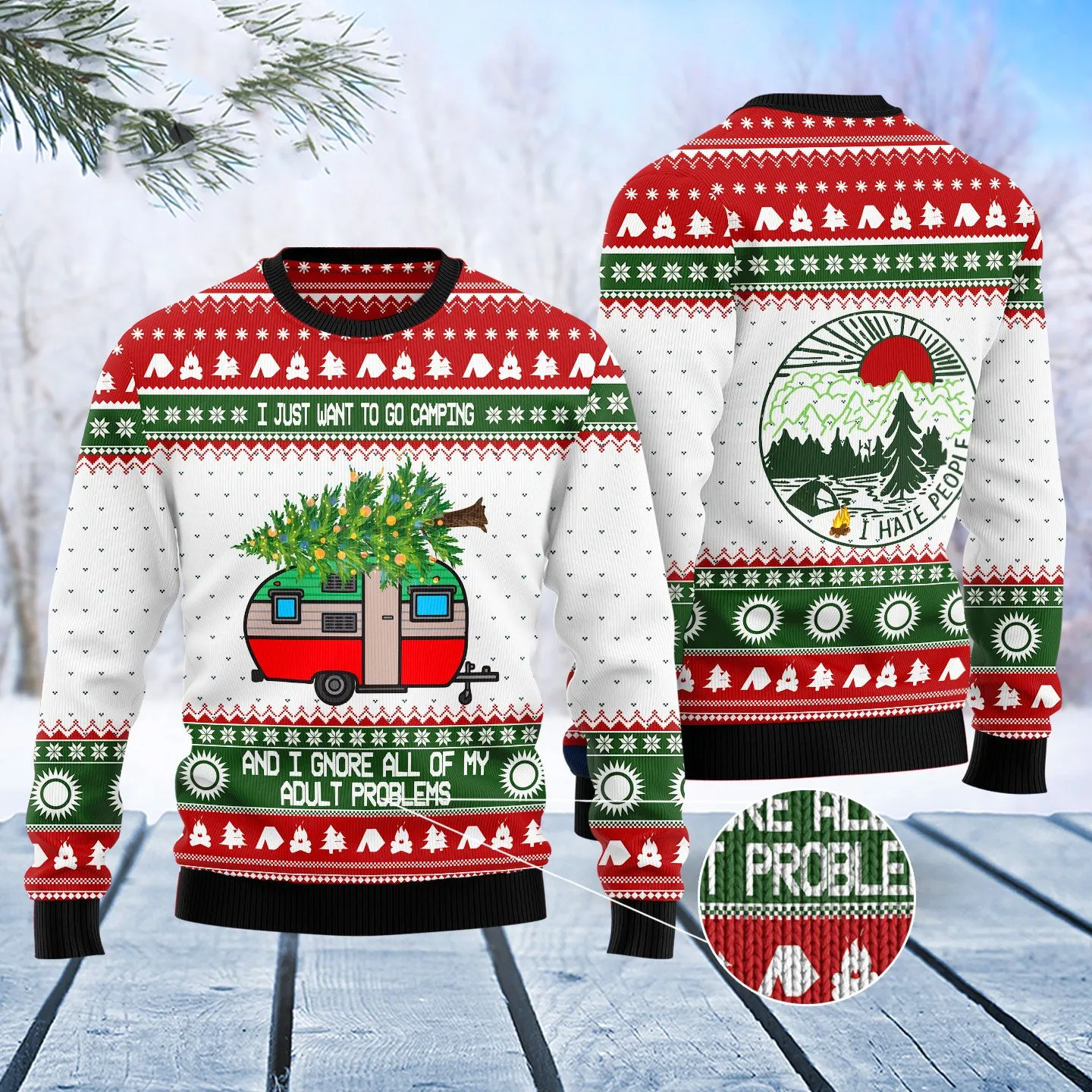 Camping Christmas Ugly Christmas Sweater, I Just Want to go Camping, 3D Sweater Camping