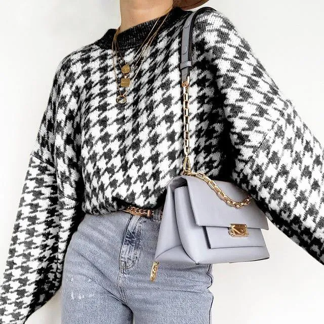 Carli Dogtooth Geometric Knitted Sweater