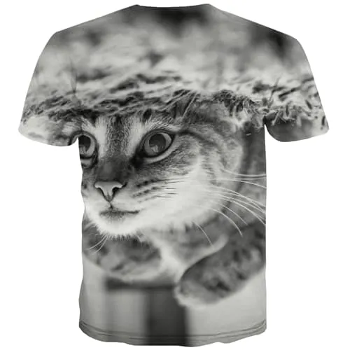 Cat T-shirt Men Animal T-shirts Graphic Lovely Tshirts Casual Funny Shirt Print Street Tshirt Printed Short Sleeve Punk Rock