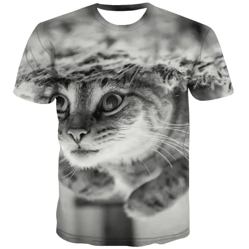 Cat T-shirt Men Animal T-shirts Graphic Lovely Tshirts Casual Funny Shirt Print Street Tshirt Printed Short Sleeve Punk Rock