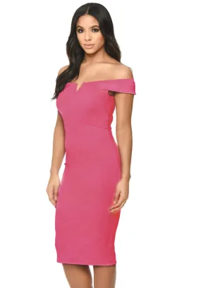 Cerise Bardot Bodycon Dress