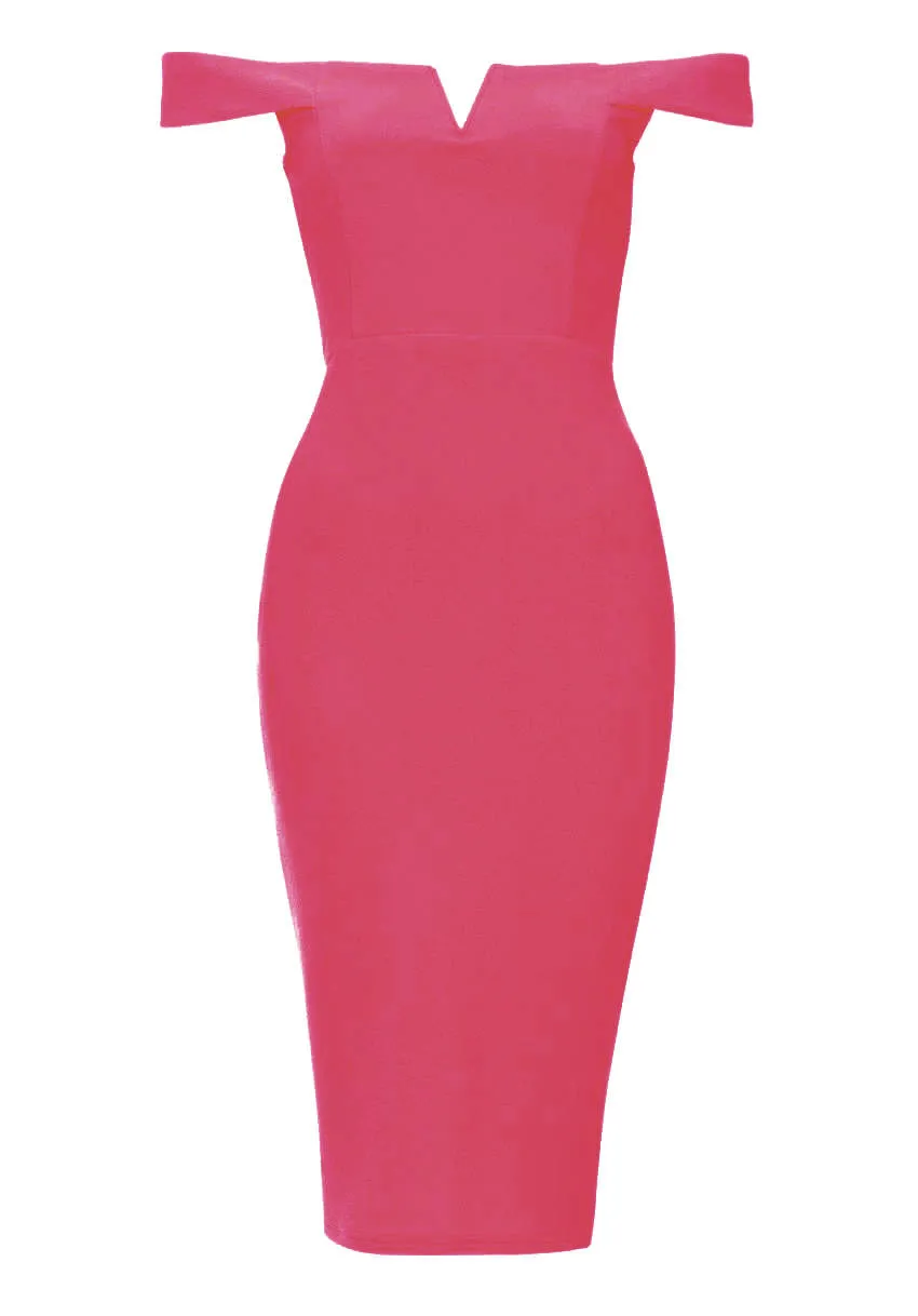 Cerise Bardot Bodycon Dress