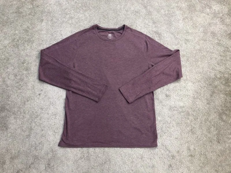 Champion Shirt Mens Medium Heather Purple Thumb Hole Cuff Crew Neck Casual Shirt