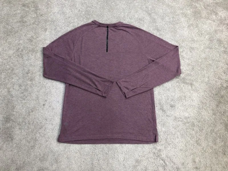 Champion Shirt Mens Medium Heather Purple Thumb Hole Cuff Crew Neck Casual Shirt