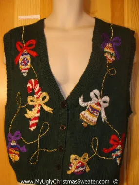 Cheesy Christmas Sweater Vest with Bling