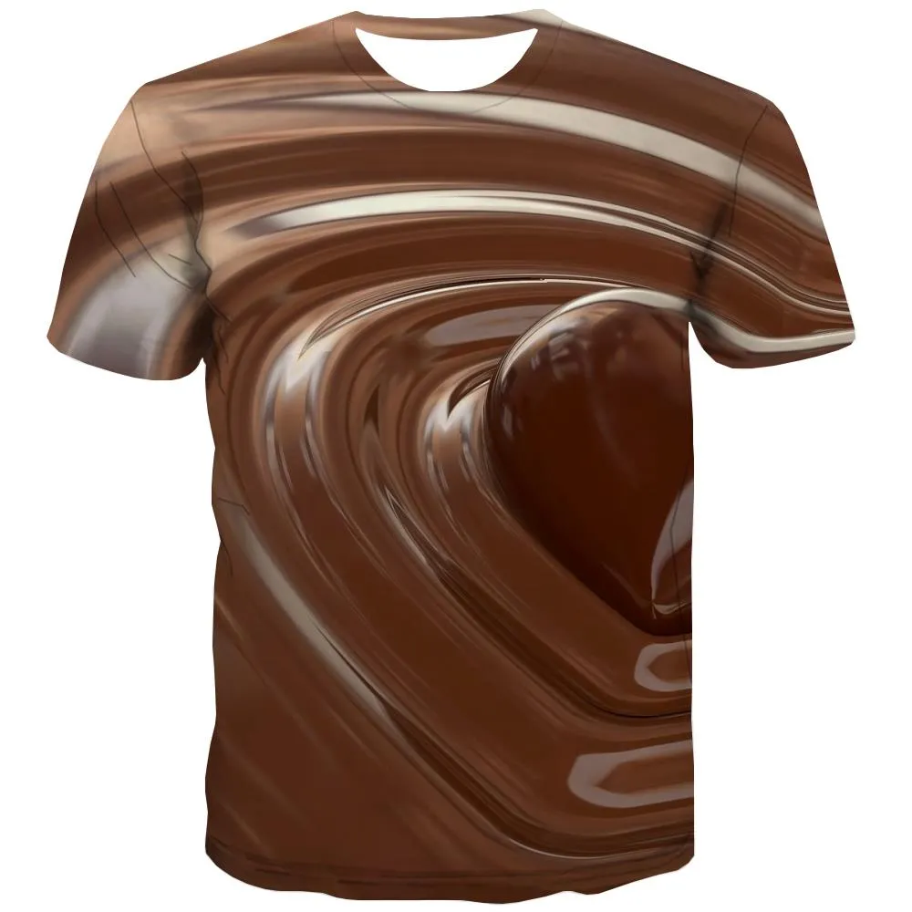 Chocolate T shirts Men Brown Tshirts Cool Delicious T-shirts 3d Bitter T shirts Funny