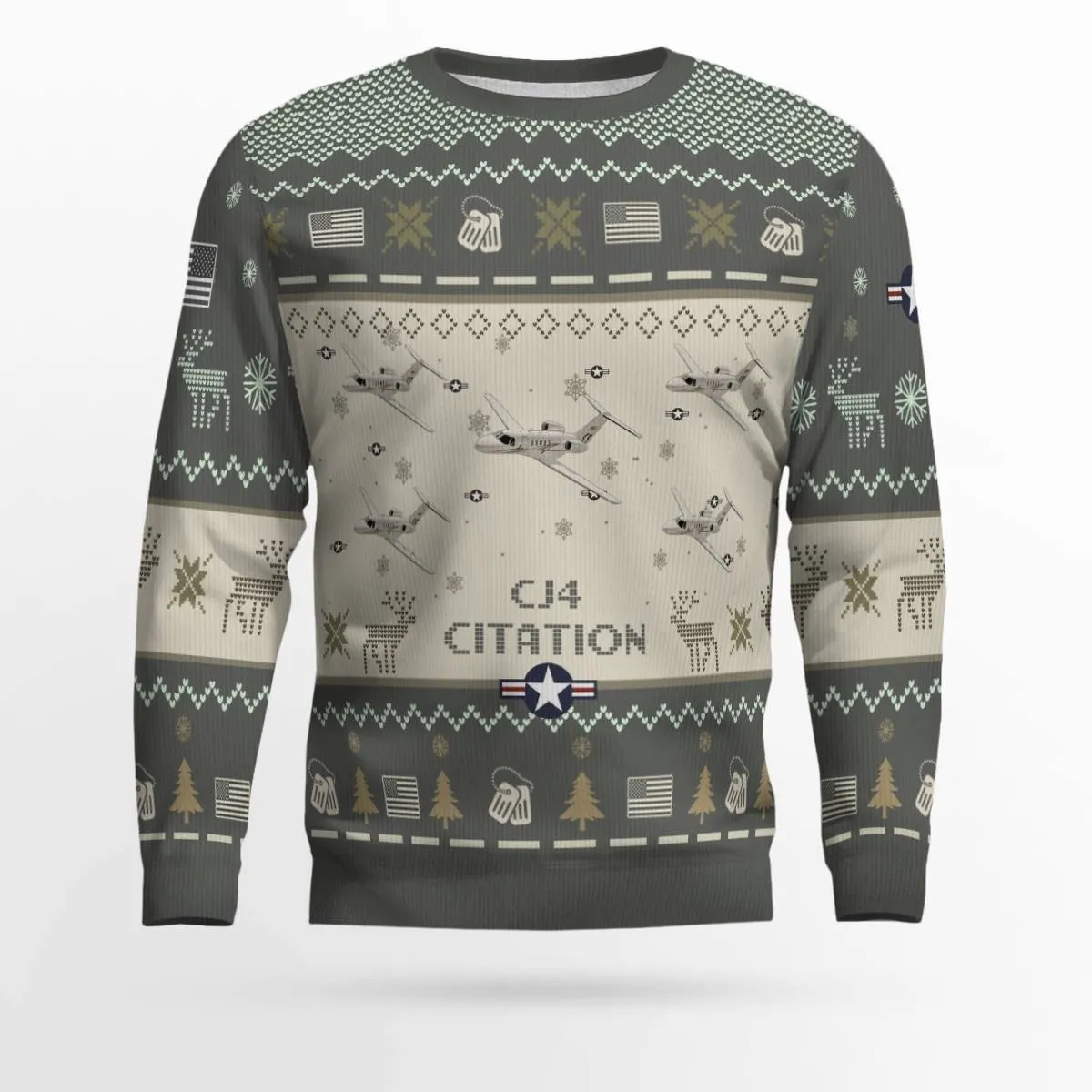 Citation CJ4_Aircraft Ugly Sweater, Ugly Sweater Christmas Shirt for Men Dad Veteran