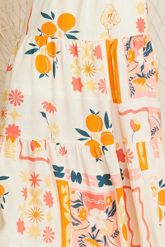 Citrus Print Maxi Dress