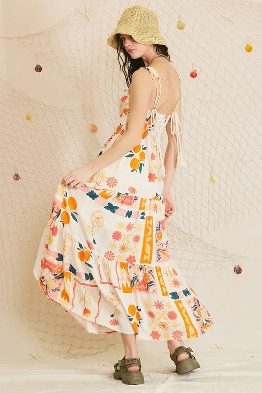 Citrus Print Maxi Dress