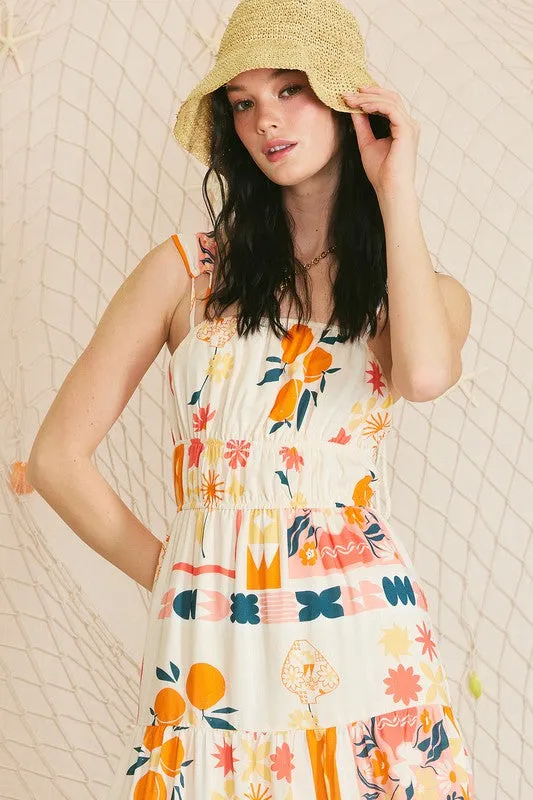 Citrus Print Maxi Dress