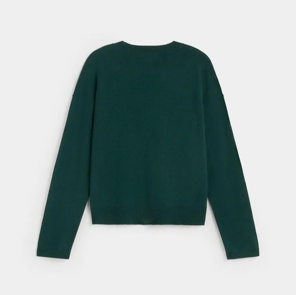 College Knitted Sweater in Forest Green