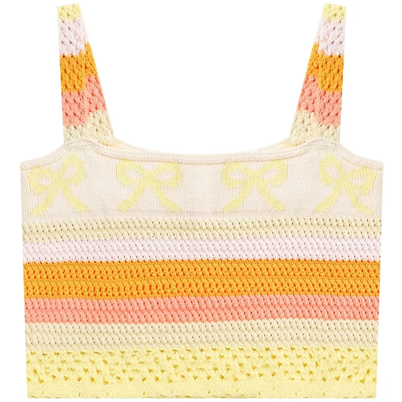 Color Stripes Knitted Vest Top