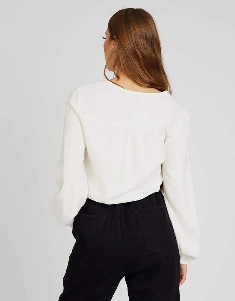 Crop Linen Shell Button Top