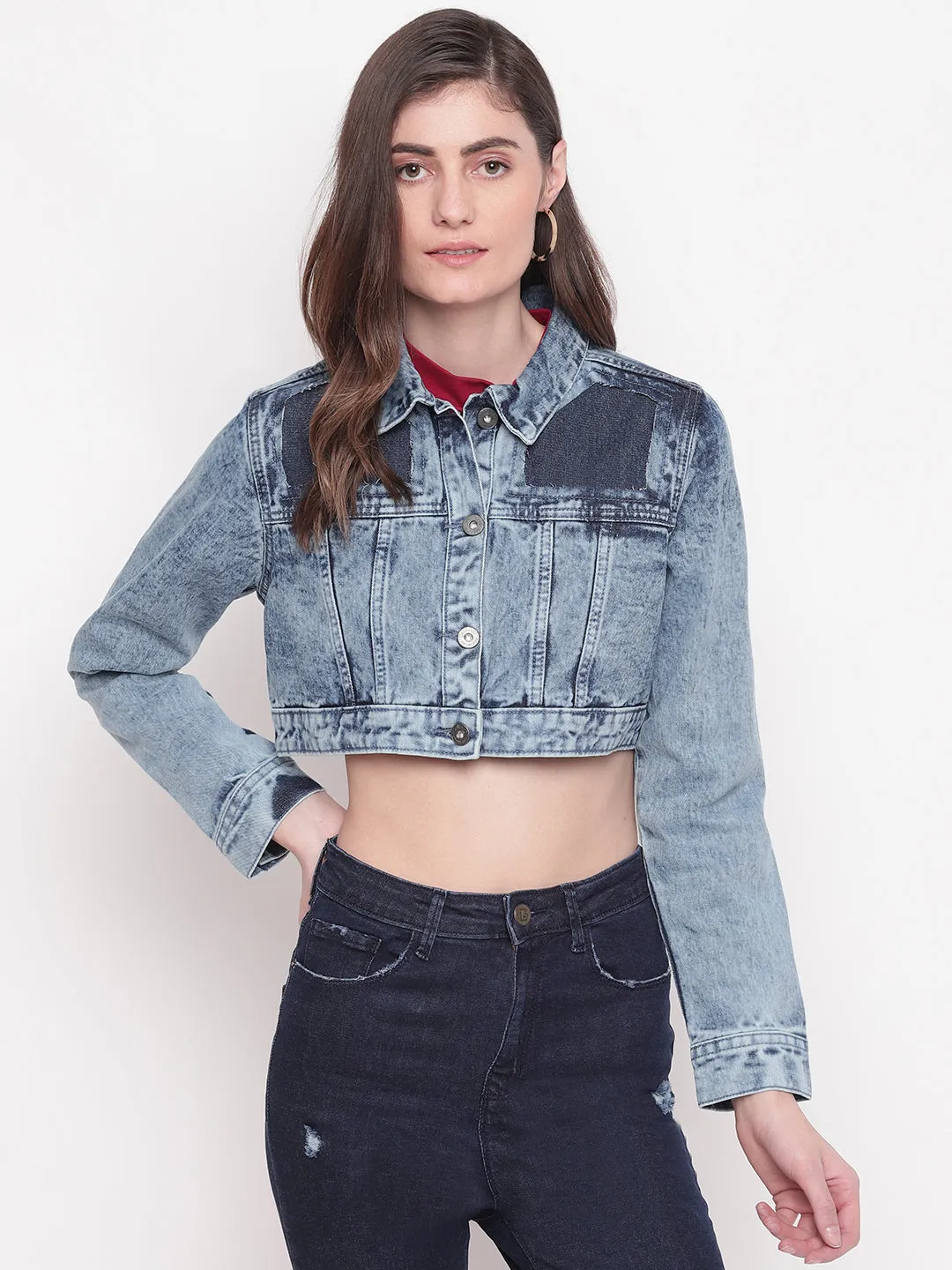 Cropped Blue Denim Jacket