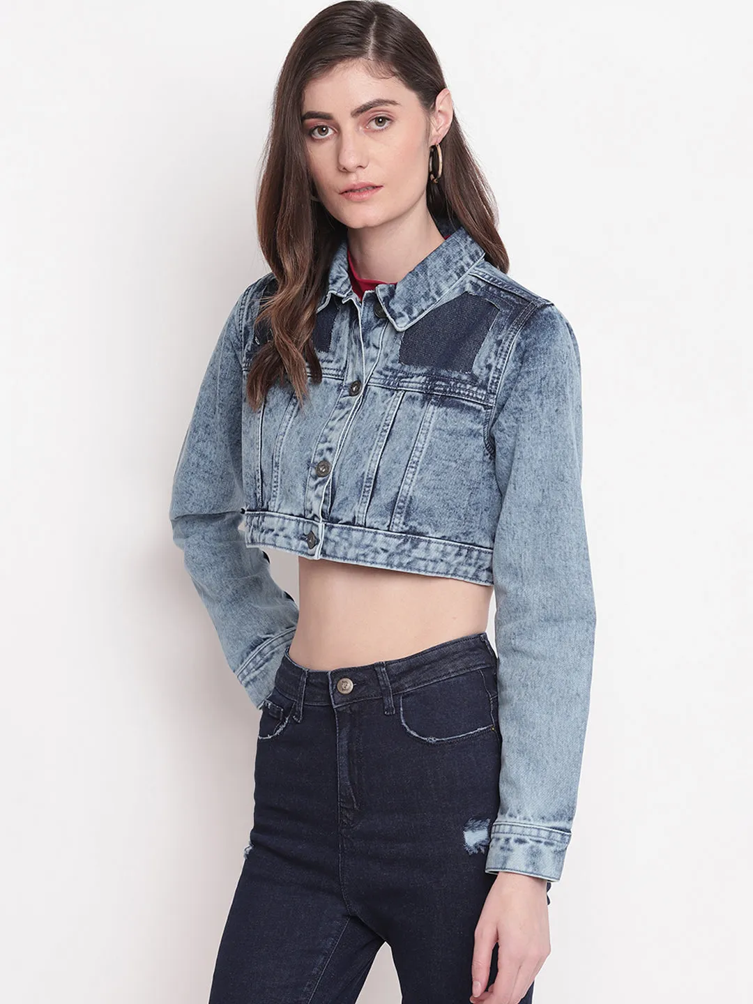 Cropped Blue Denim Jacket