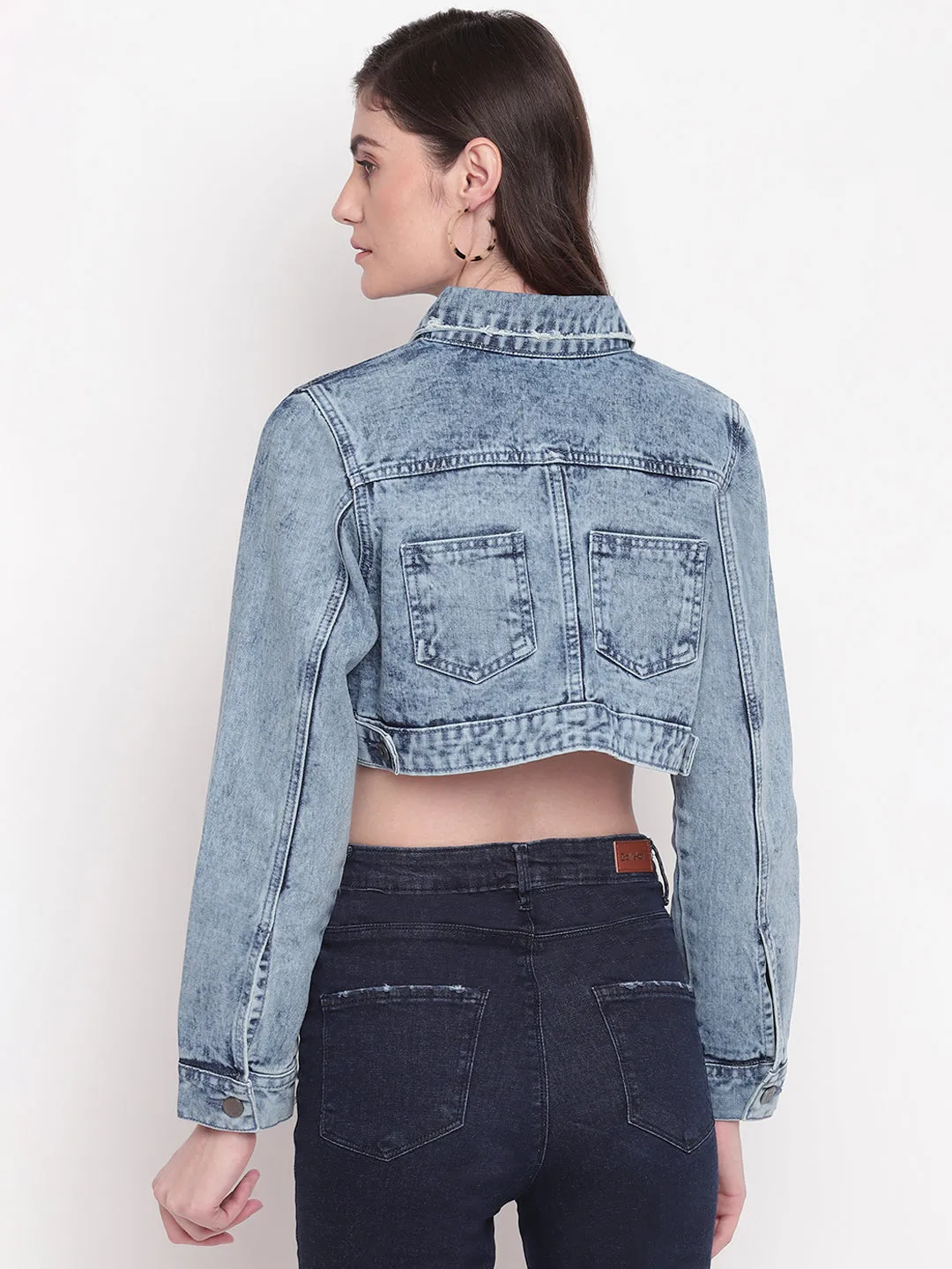 Cropped Blue Denim Jacket