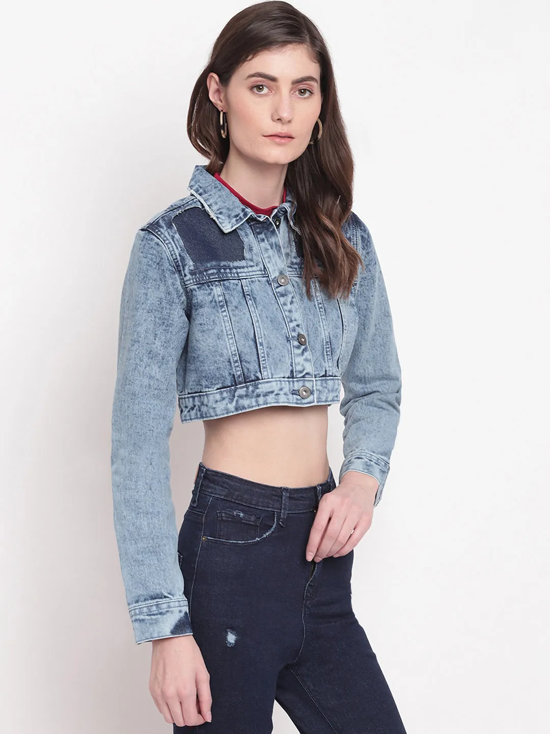 Cropped Blue Denim Jacket