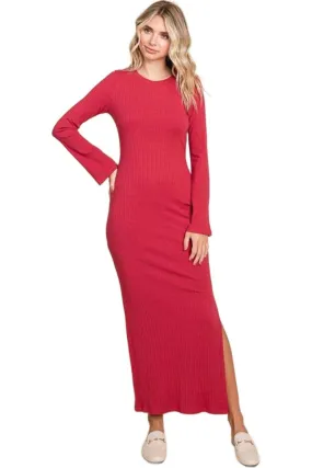 Culture Code Full Size Round Neck Bodycon Bell Maxi Dress