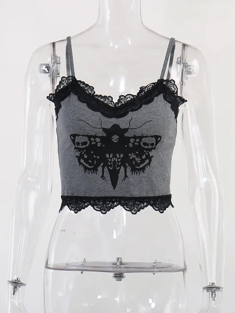 Cute Kawaii Grey Lace Crop Top