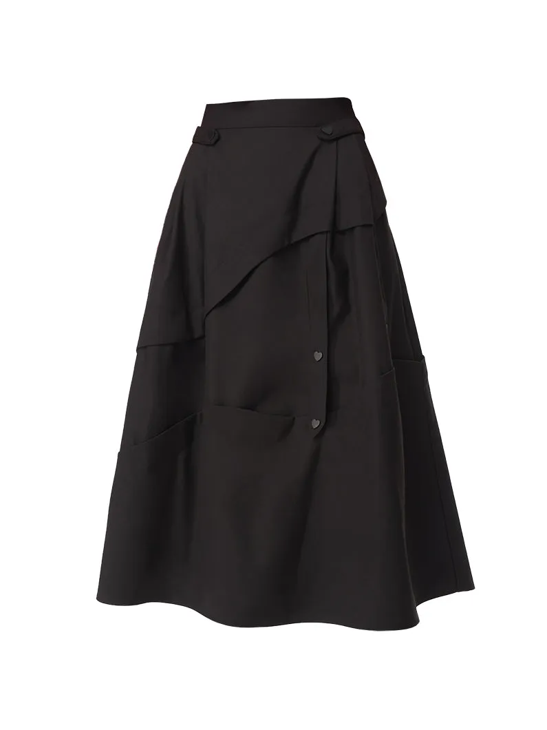 Drape Nichi Asymmetry Long Skirt