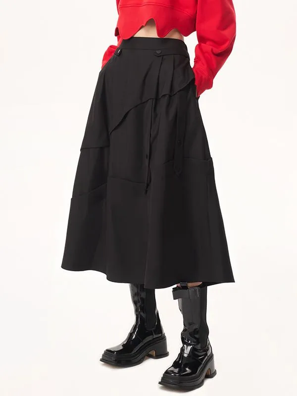 Drape Nichi Asymmetry Long Skirt