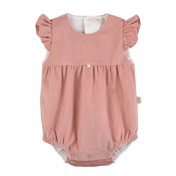 Dusky Pink Ruffled Sleeve Romper